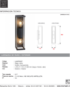 Apliqué metal vidrio grafito exterior IP 54 9x36 cm 2 luces E27 - LUAP0087