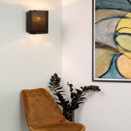 Apliqué metal bammbú negro 18x13x20 cm E27 - LUAP0111