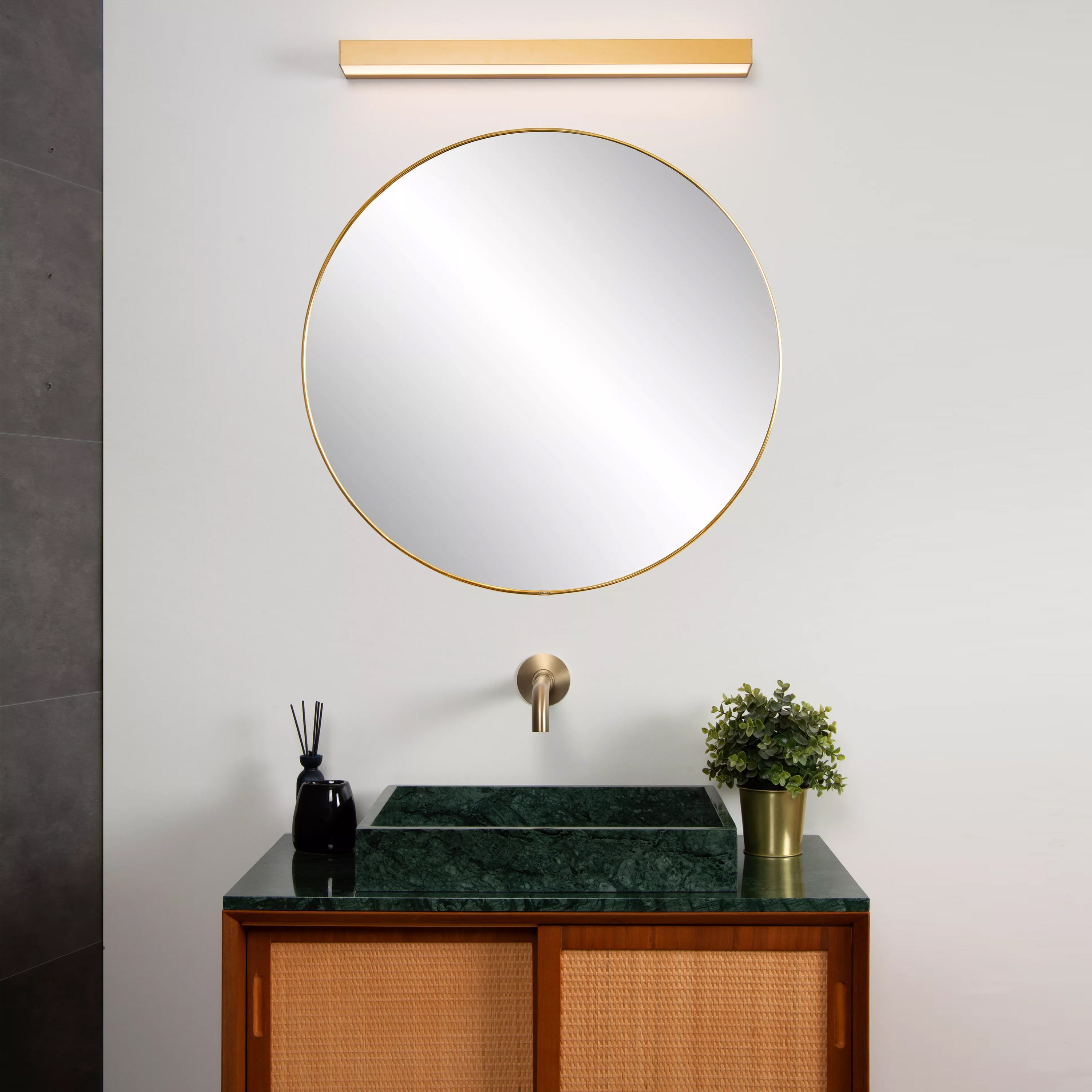 Apliqué metal acrílico oro mate 60x8 cm LED 8W - LUAP0119