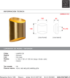 Apliqué aluminio oro mate 16x8x18 cm G9 - LUAP0129