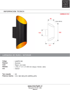 Apliqué aluminio negro oro mate 9,5x30 cm G9 - LUAP0140