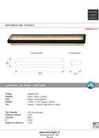 Apliqué metal vidrio negro 60x10.2 cm LED 19W - LUAP0155
