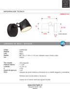 Aplique metal negro dimeable Ø10x16,4x16,5 cm 8W - LUAP0164
