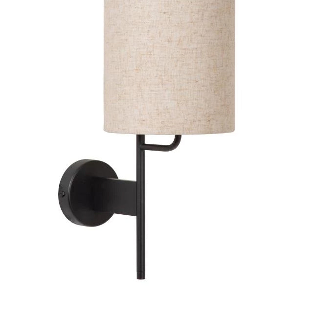 Aplique metal negro pantalla lino beige Ø18cm E27 - LUAP0169