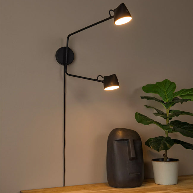 Aplique metal negro dimeable 53,8cm 2 luces 8W  LED - LUAP0174