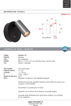 Aplique aluminio gris metalizado dimeable con sensor de movimiento Ø8,1x5.9x6.5 cm 2W LED - LUAP0179