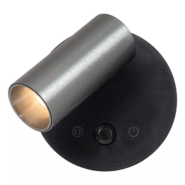 Aplique aluminio gris metalizado dimeable con sensor de movimiento Ø8,1x5.9x6.5 cm 2W LED - LUAP0179