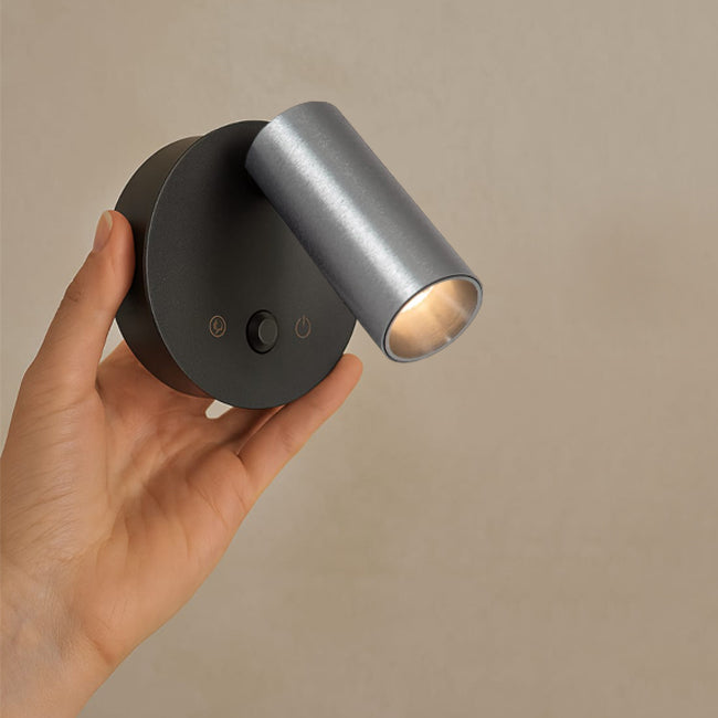 Aplique aluminio gris metalizado dimeable con sensor de movimiento Ø8,1x5.9x6.5 cm 2W LED - LUAP0179
