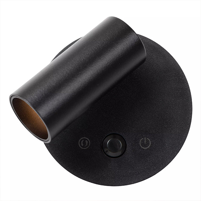 Aplique aluminio negro dimeable con sensor de movimiento Ø8,1x5.9x6.5 cm 2W LED - LUAP0181