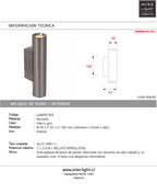 Aplique aluminio gris metalizado Ø4x6,2x18 cm 2xGU10 (MR11) - LUAP0183