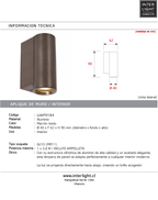 Aplique aluminio café metalizado Ø4x6,2x9 cm 1xGU10 (MR11) - LUAP0184