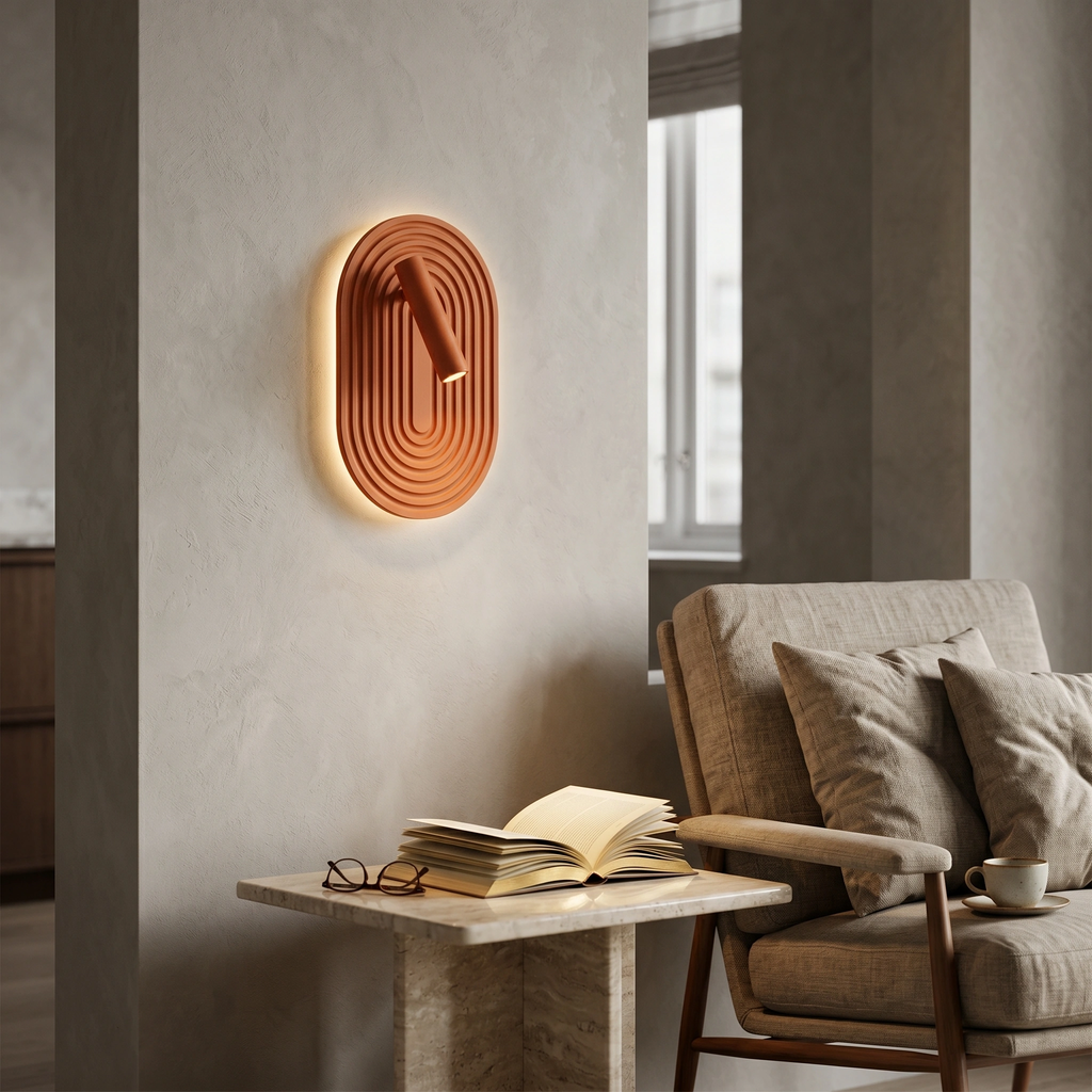 Aplique madera terracota 18,4x17x28,1 cm 12W LED - LUAP0197