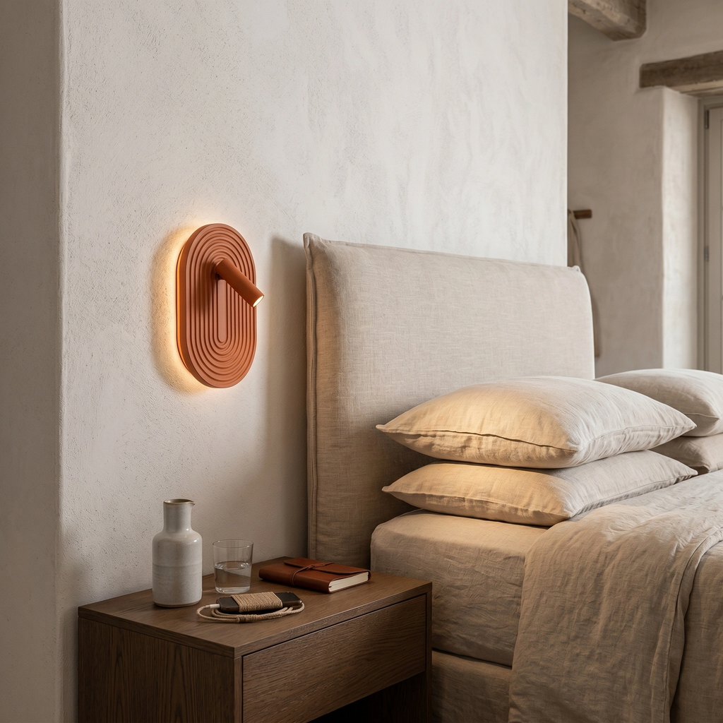Aplique madera terracota 18,4x17x28,1 cm 12W LED - LUAP0197