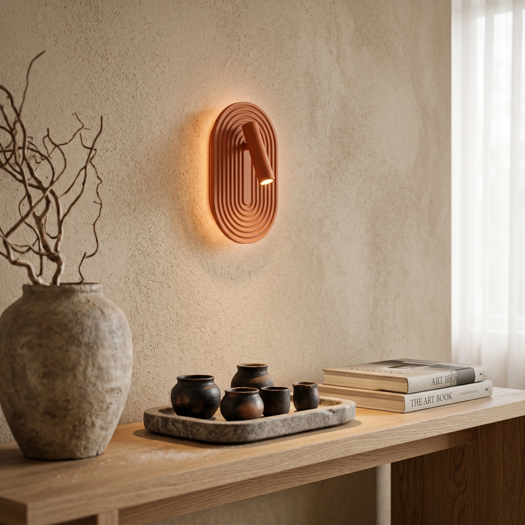 Aplique madera terracota 18,4x17x28,1 cm 12W LED - LUAP0197