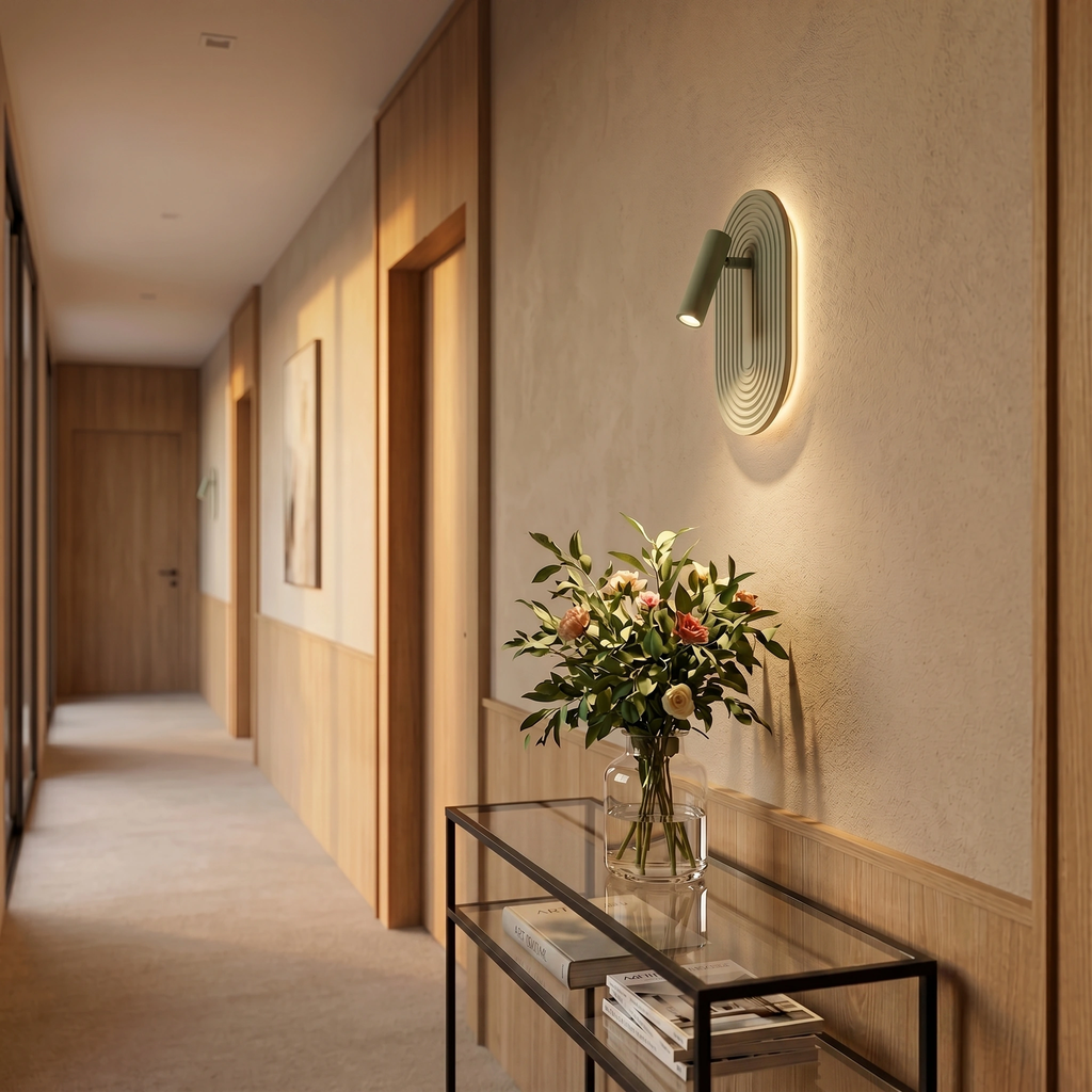 Aplique madera verde 18,4x17x28,1 cm 12,6W LED - LUAP0198