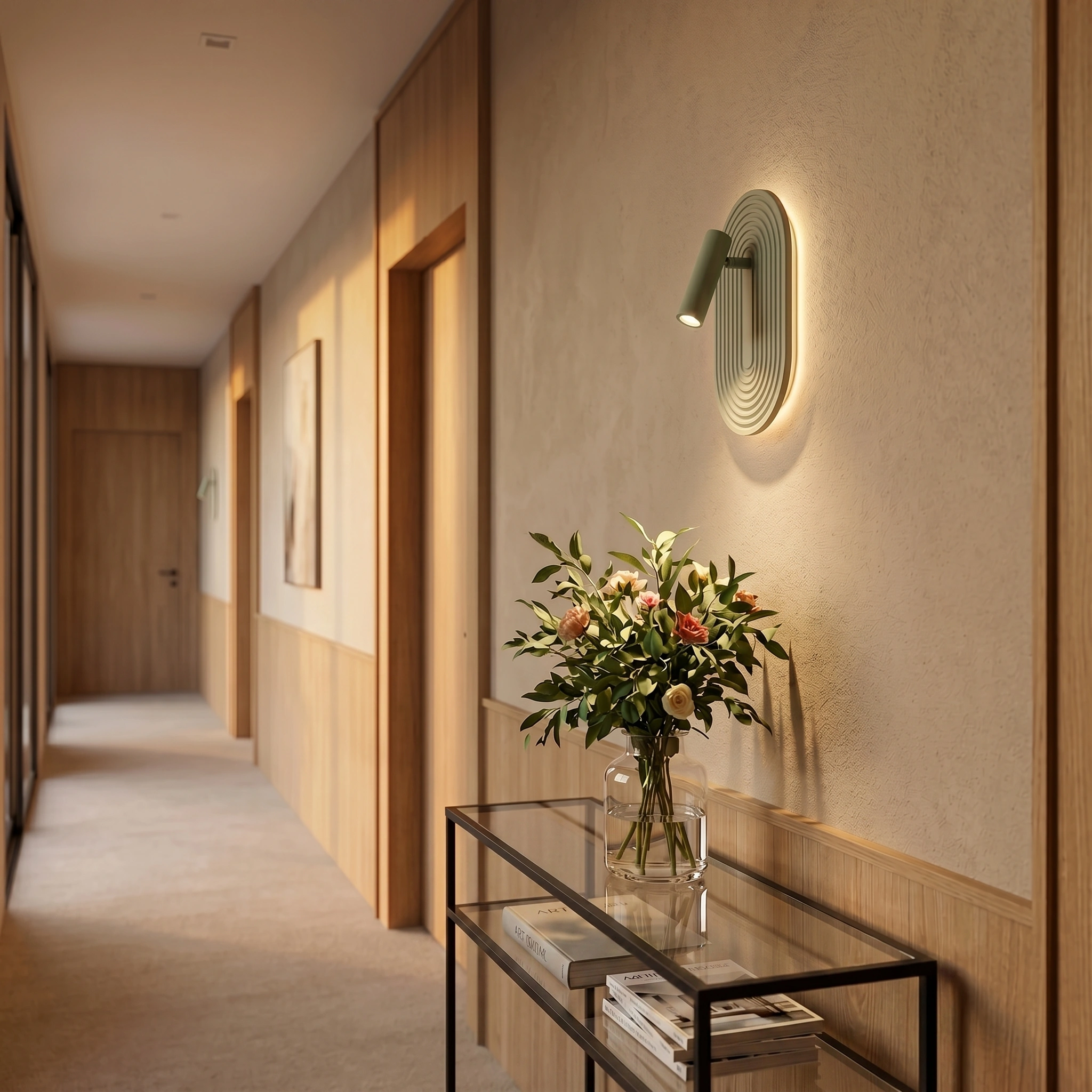 Aplique madera verde 18,4x17x28,1 cm 12,6W LED - LUAP0198