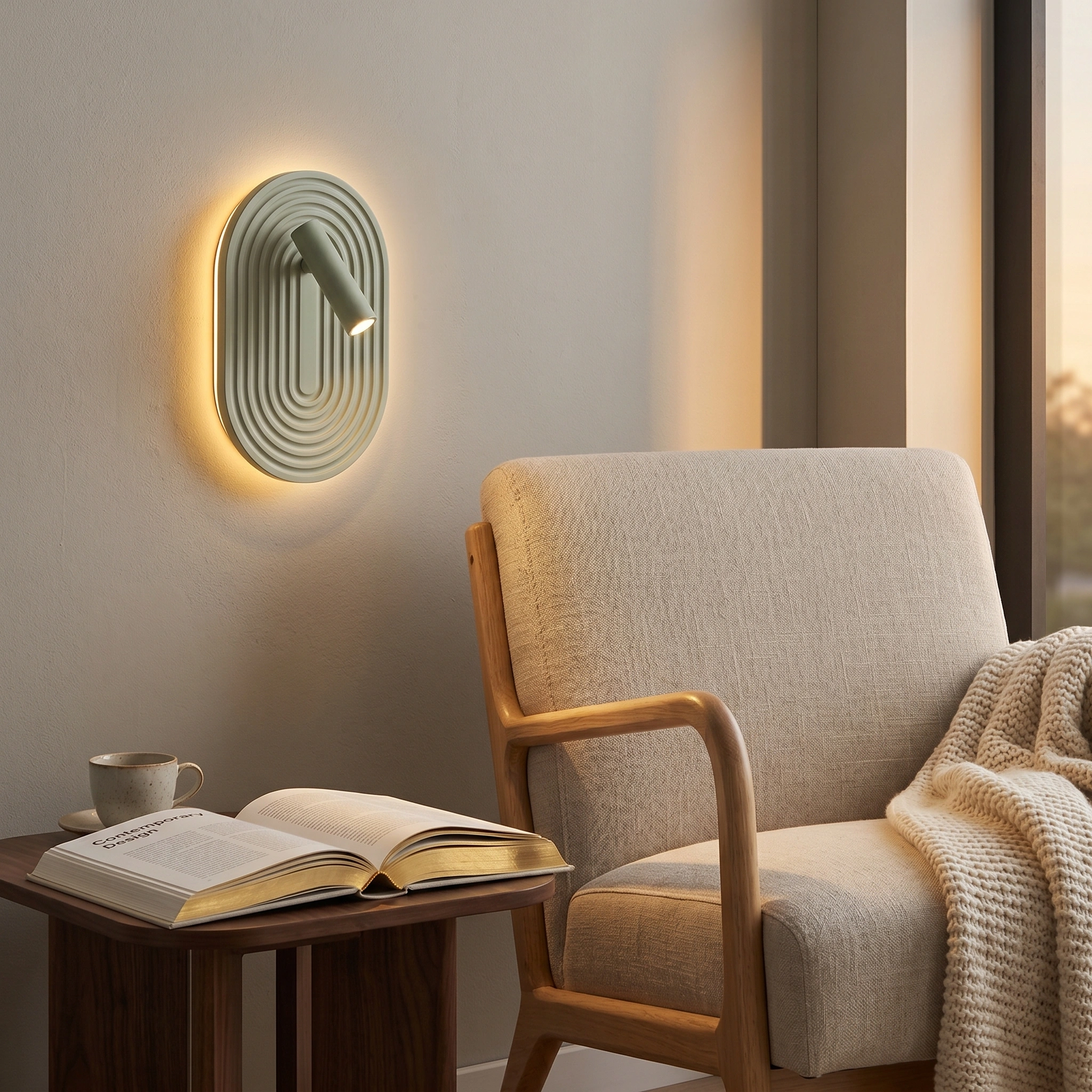 Aplique madera verde 18,4x17x28,1 cm 12,6W LED - LUAP0198