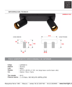 Foco aluminio negro 31x9 cm 2 luces GU10 - LUFO0013