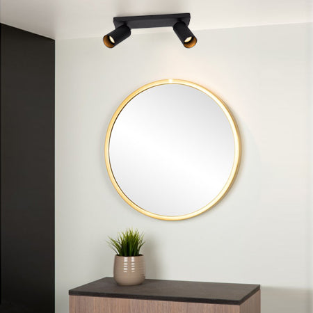 Foco aluminio negro 31x9 cm 2 luces GU10 - LUFO0013
