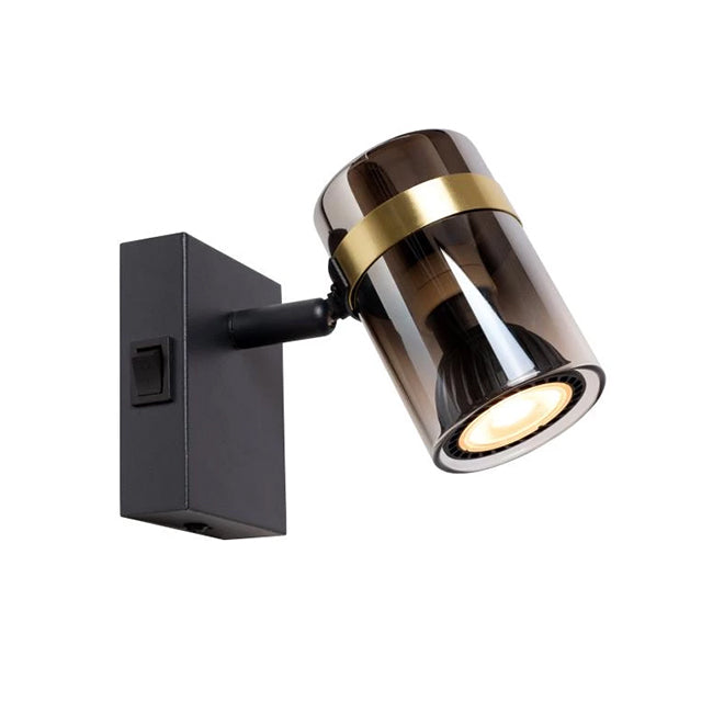 Foco metal negro vidrio humo Ø6x9.6 cm GU10 - LUFO0019