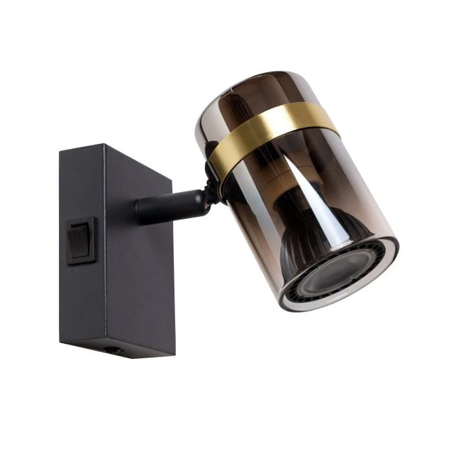 Foco metal negro vidrio humo Ø6x9.6 cm GU10 - LUFO0019