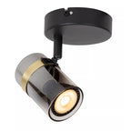 Foco metal negro vidrio humo Ø6x9.6 cm GU10 - LUFO0020