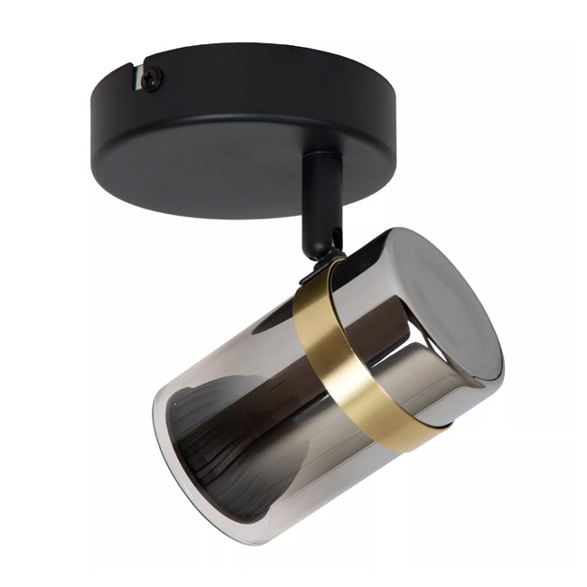 Foco metal negro vidrio humo Ø6x9.6 cm GU10 - LUFO0020