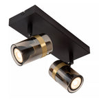 Foco metal negro vidrio humo 26x12,8 cm dos luces GU10 - LUFO0021