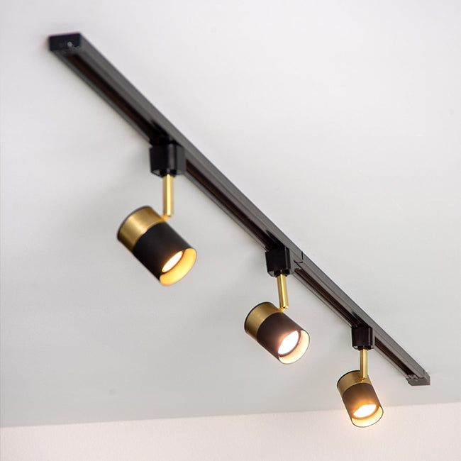 Foco para riel aluminio negro dorado  GU10 - LUFO0024