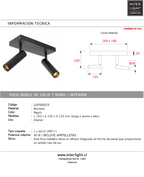 Foco aluminio negro 25x10x23 cm 2 luces GU10 (MR11)  - LUFO0025