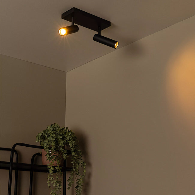 Foco aluminio negro 25x10x23 cm 2 luces GU10 (MR11)  - LUFO0025