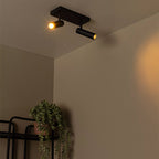 Foco aluminio negro 25x10x23 cm 2 luces GU10 (MR11)  - LUFO0025