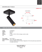 Foco aluminio negro 10x10x23 cm  1 luz GU10 (MR11) - LUFO0026
