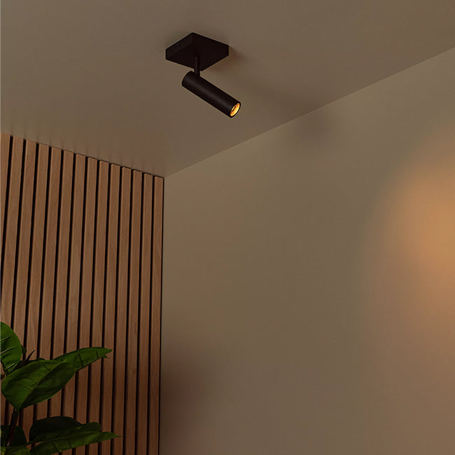 Foco aluminio negro 10x10x23 cm  1 luz GU10 (MR11) - LUFO0026