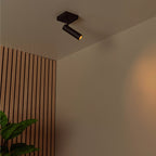 Foco aluminio negro 10x10x23 cm  1 luz GU10 (MR11) - LUFO0026