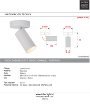 Cargar imagen en el visor de la galería, Foco sobrepuesto aluminio Blanco Ø10x14,9 cm  GU10- LUFO0030
