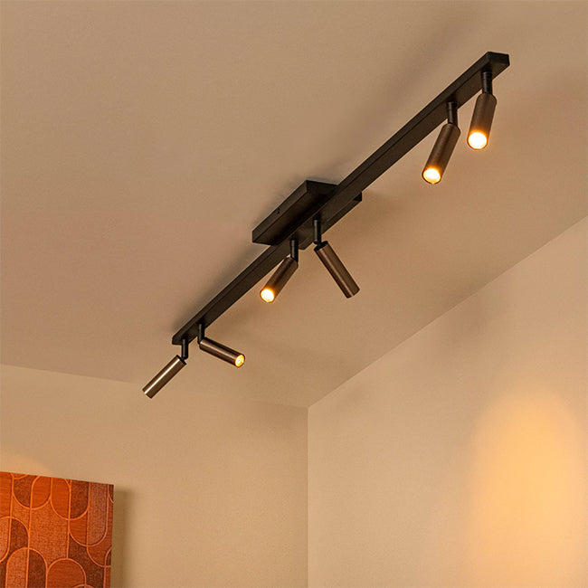 Foco de techo muro aluminio negro cafe direccionable 6 luces G9 - LUFO0031