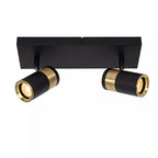 Foco metal negro oro mate de techo o muro 28x15 cm 2 luces GU10 - LUFO0033