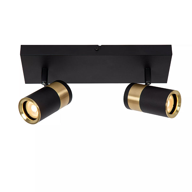 Foco metal negro oro mate de techo o muro 28x15 cm 2 luces GU10 - LUFO0033