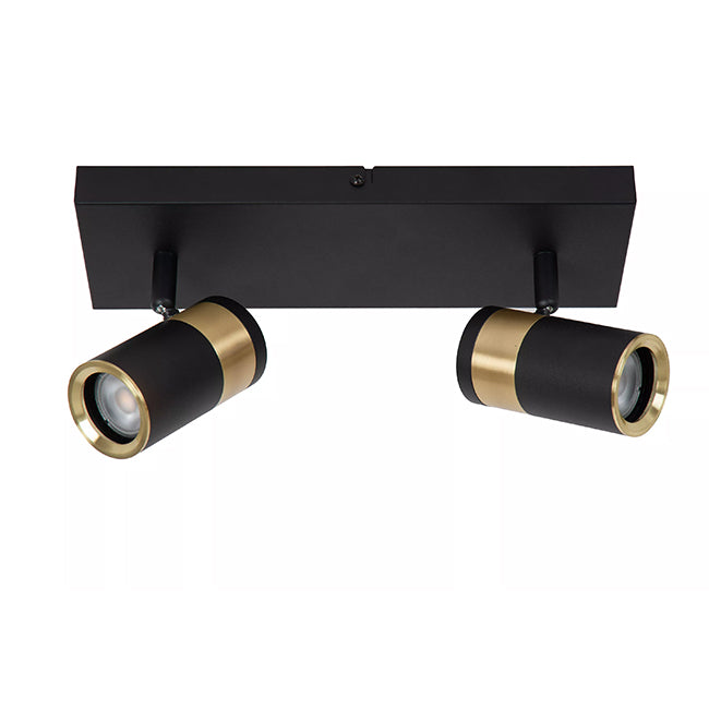 Foco metal negro oro mate de techo o muro 28x15 cm 2 luces GU10 - LUFO0033