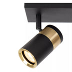 Foco metal negro oro mate de techo o muro 28x15 cm 2 luces GU10 - LUFO0033