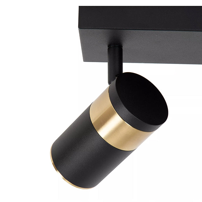 Foco metal negro oro mate de techo o muro 28x15 cm 2 luces GU10 - LUFO0033