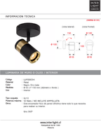 Foco metal negro oro mate de techo o muro 10x15 cm  GU10 - LUFO0034