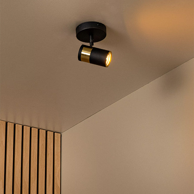 Foco metal negro oro mate de techo o muro 10x15 cm  GU10 - LUFO0034