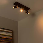Foco metal negro oro mate de techo o muro 40x15 cm 3 luces GU10 - LUFO0043