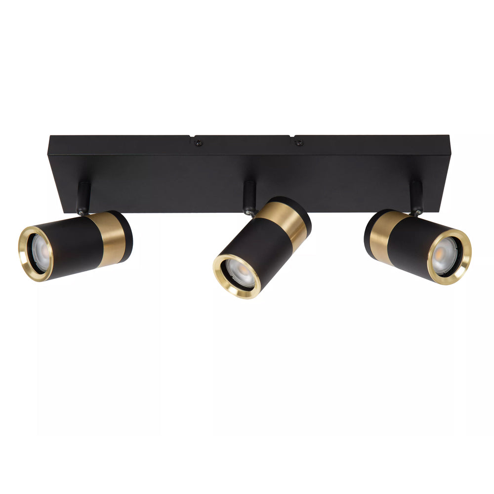 Foco metal negro oro mate de techo o muro 40x15 cm 3 luces GU10 - LUFO0043