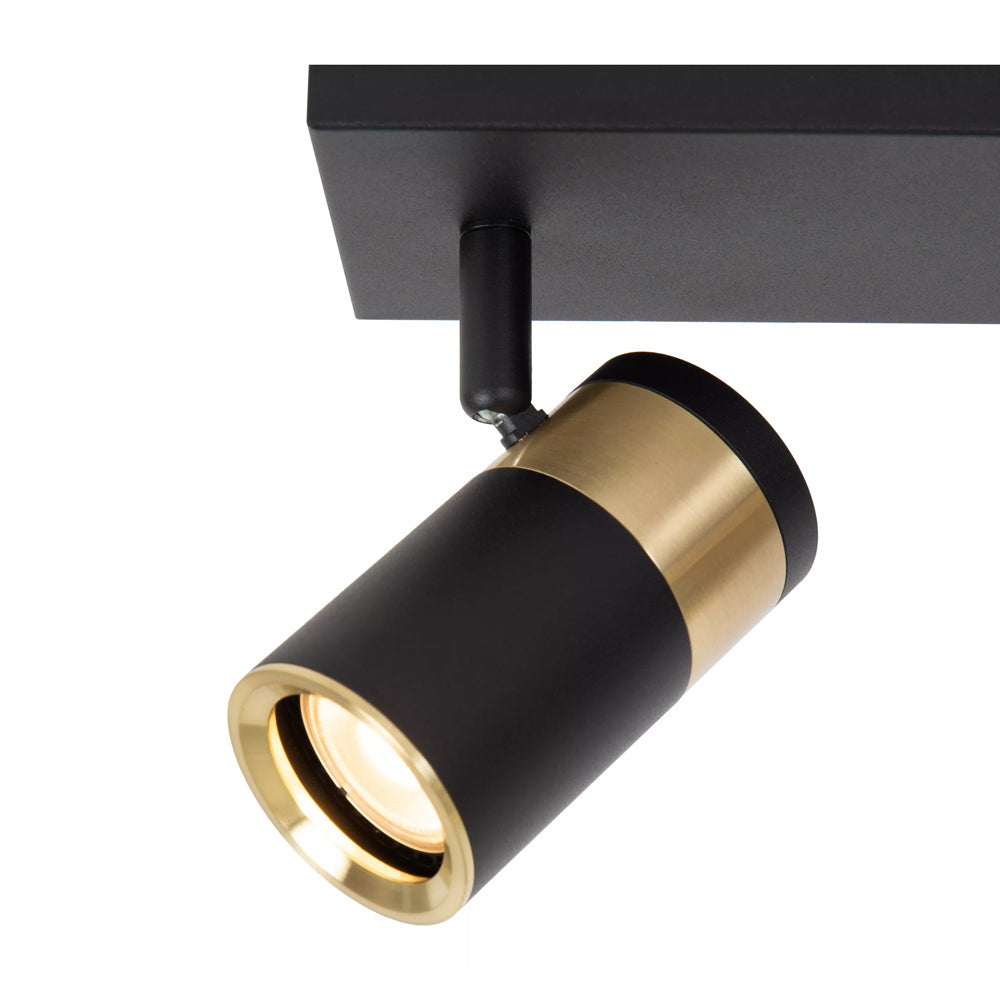 Foco metal negro oro mate de techo o muro 40x15 cm 3 luces GU10 - LUFO0043