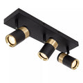 Foco metal negro oro mate de techo o muro 40x15 cm 3 luces GU10 - LUFO0043