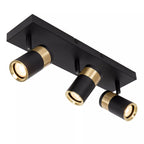 Foco metal negro oro mate de techo o muro 40x15 cm 3 luces GU10 - LUFO0043