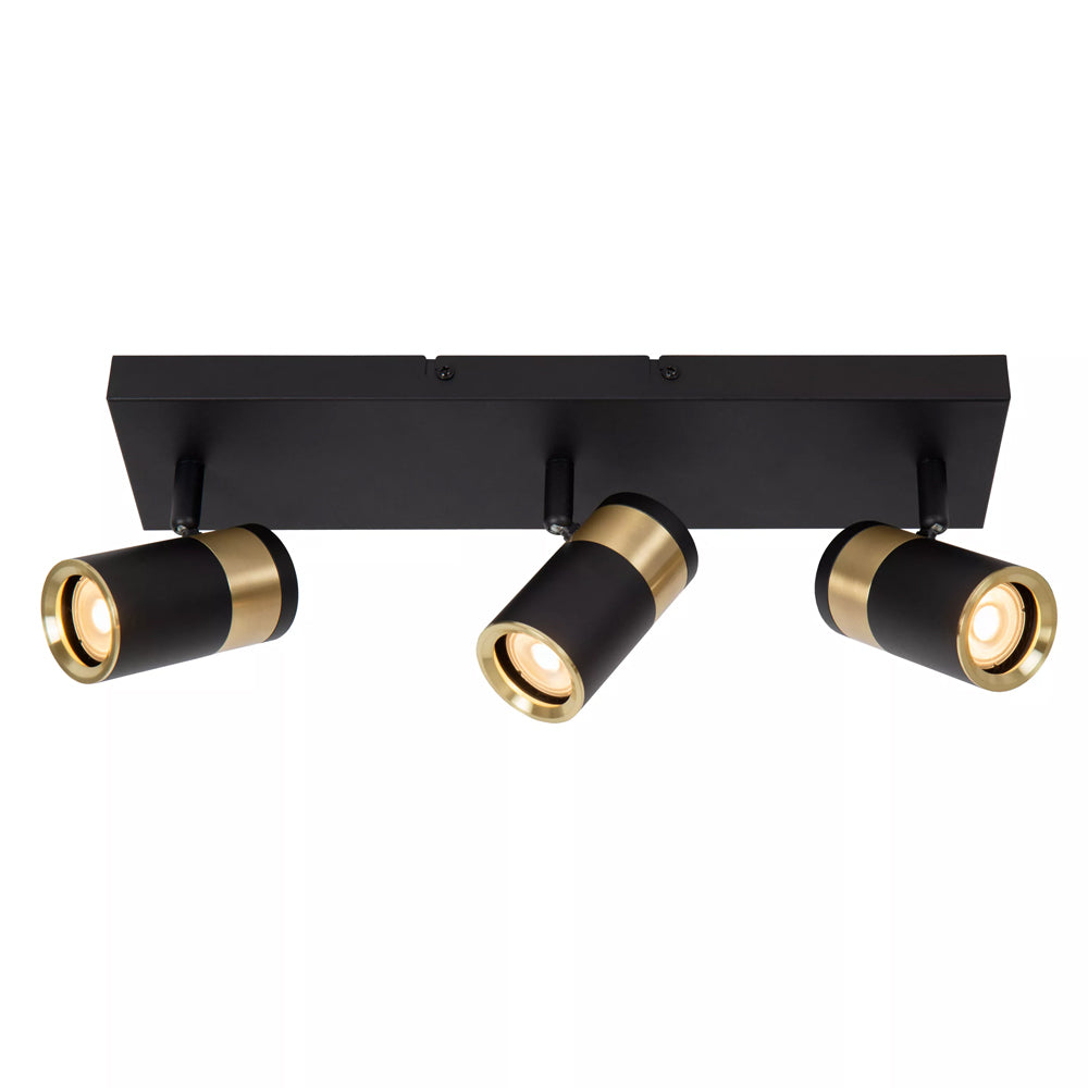 Foco metal negro oro mate de techo o muro 40x15 cm 3 luces GU10 - LUFO0043